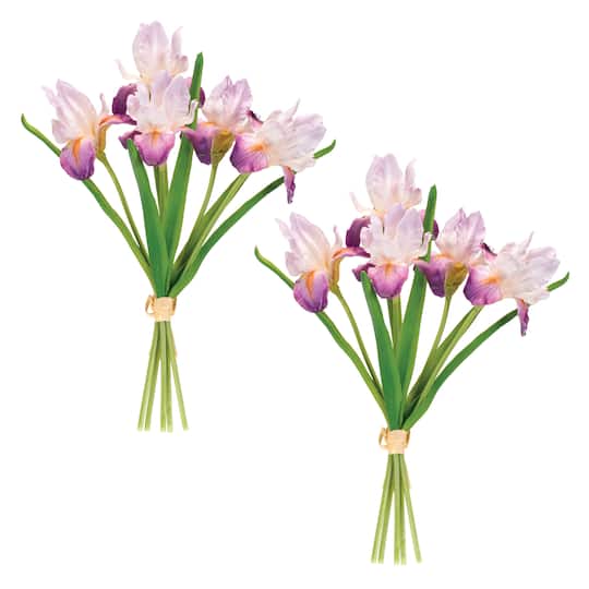 15.5" Purple Iris Floral Bundle, 2ct. By Melrose in Pruple/Green | Michaels®